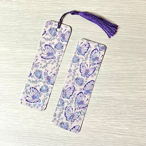 Purple Butterfly Pocket Monster rainbow sparkle bookmark - choose with or without tassel