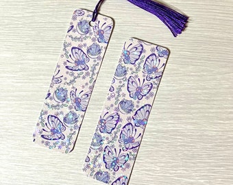 Purple Butterfly Pocket Monster rainbow sparkle bookmark - choose with or without tassel