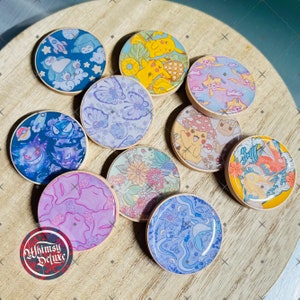 Glossy Wood-Backed Magnets | Pocket Monsters | 1.5&quot; diameter