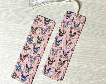 Eeveelution Dress-up Pocket Monster rainbow sparkle bookmark - choose with or without tassel