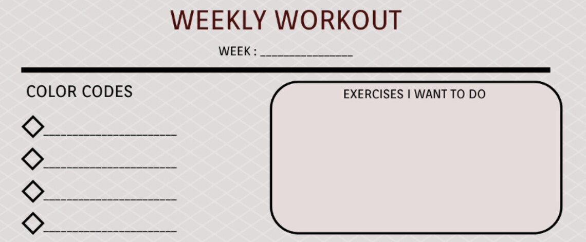 Weekly Workout Schedule Template Planning Workouts Pdf - Etsy