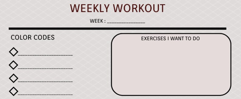 Weekly Workout Schedule Template Planning Workouts Pdf - Etsy