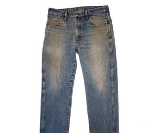90s Rustler Men's Light Wash Distressed Denim Jeans Straight Leg
