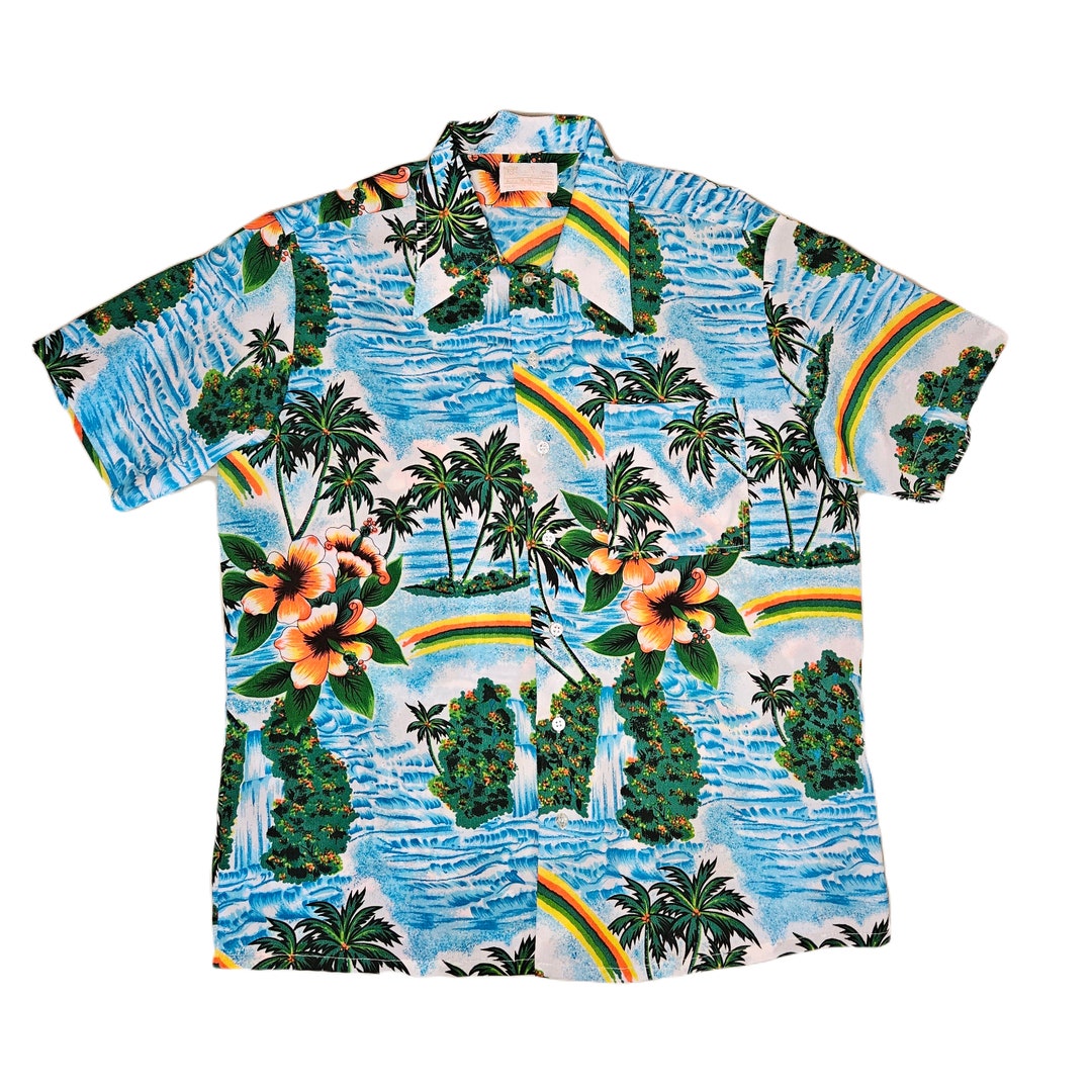 パーティを彩るご馳走や Vintage 70's Kings Road Sears Hawaiian Print Button up トップス