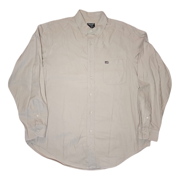 Ralph Lauren Jeans Co Y2K long sleeve button down with button down collar / Beige/Cream / Men's Large