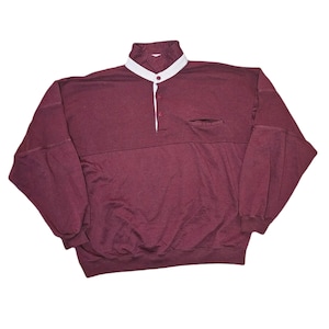 Vintage Greenline International longsleeve pullover collared polo shirt / Men's Large/ Burgundy