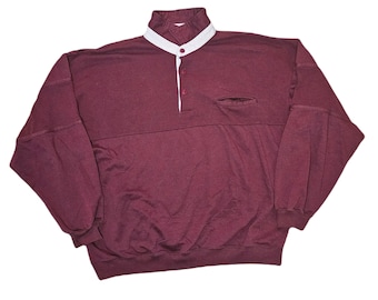 Vintage Greenline International longsleeve pullover collared polo shirt / Men's Large/ Burgundy