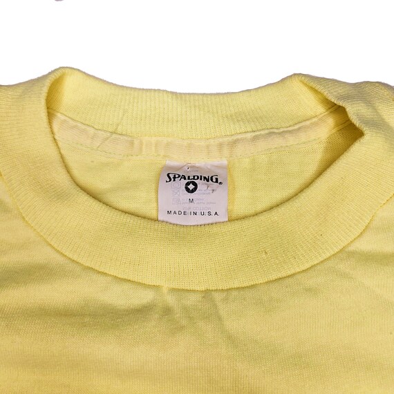 90s Spalding Fluorescent yellow blank tshirt / Me… - image 3