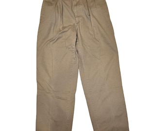 Vintage 90&#39;s Polo Ralph Lauren Chino pleated pants / Men&#39;s 34W x 30L / Khaki /