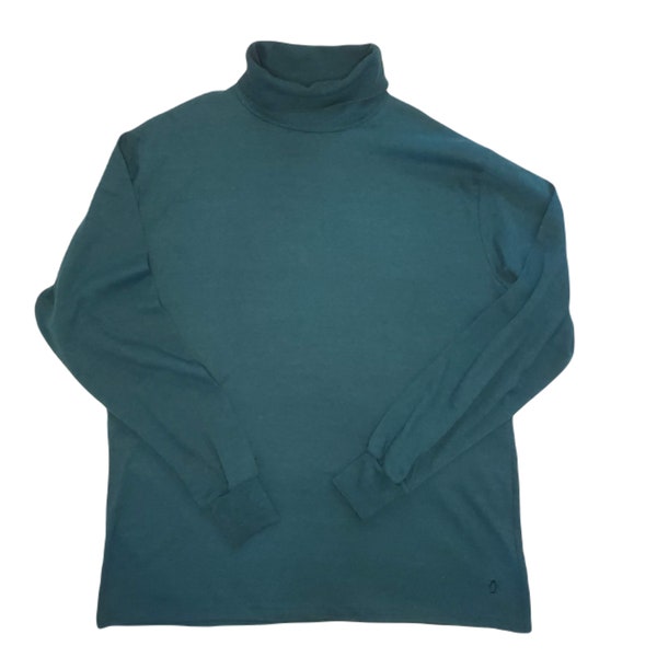 Vintage 80's Turtleneck shirt / Men's L/XL / Heathered Green