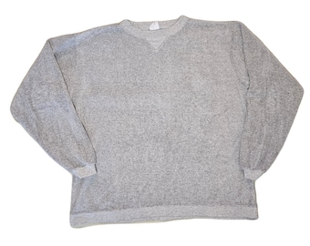 Vintage 00's Augusta Sportswear terry cloth thin sweatshirt / Long sleeve / crew neck / Men's Large / Light Gray / Made in USA