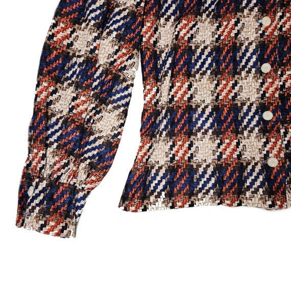 Vintage 70s Patterned Button-Down Top: Wool Blend… - image 2