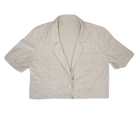 Vintage handmade Khaki cropped collared blouse / K