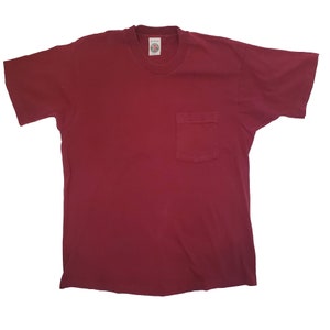 Vintage 80's Munsingwear Single Stitch Pocket tee/ Maroon / Men's Medium / Made in USA