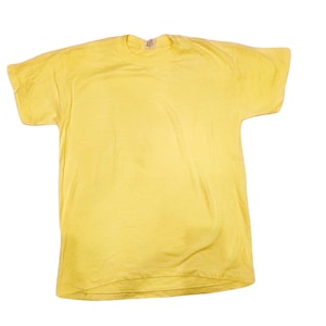 90s Spalding Fluorescent yellow blank tshirt / Men's Medium / single stitch