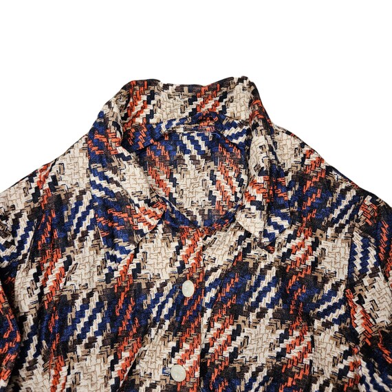 Vintage 70s Patterned Button-Down Top: Wool Blend… - image 4