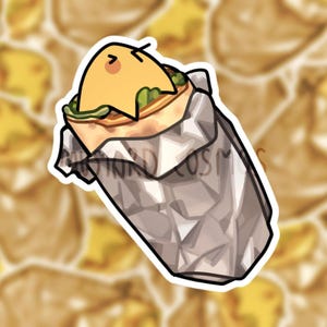 Burrito Potato Nuggie Aufkleber, gestanzter Aufkleber, Laptop Aufkleber Aufkleber, glänzendes Vinyl