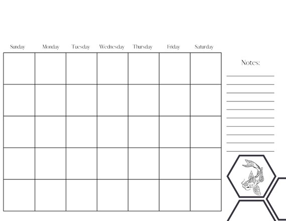 Honey Koi Consulting BLANK Calendar Page Printable - Etsy