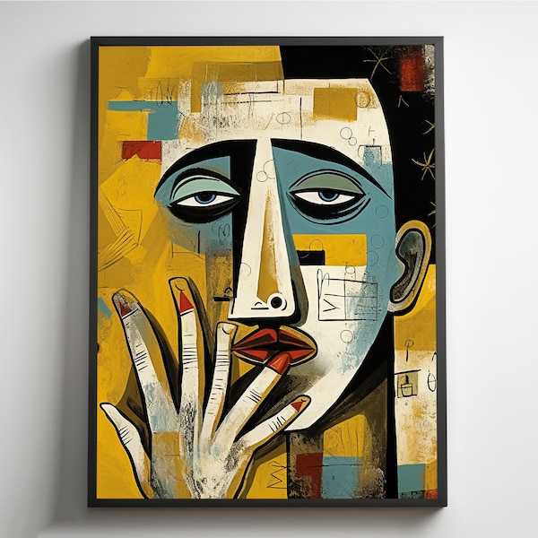 Impression d'art visage abstrait de Pablo Picasso, peinture, affiche de Picasso, impression d'art mural exposition Picasso, impression d'art mural abstrait vintage, idée cadeau minimaliste