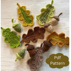 Oak Leaves and Acorns | Crochet PDF Pattern | Autumn Decorations | Oak | Acorn | Digital Download