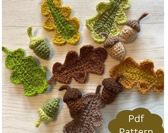 Oak Leaves and Acorns | Crochet PDF Pattern | Autumn Decorations | Oak | Acorn | Digital Download