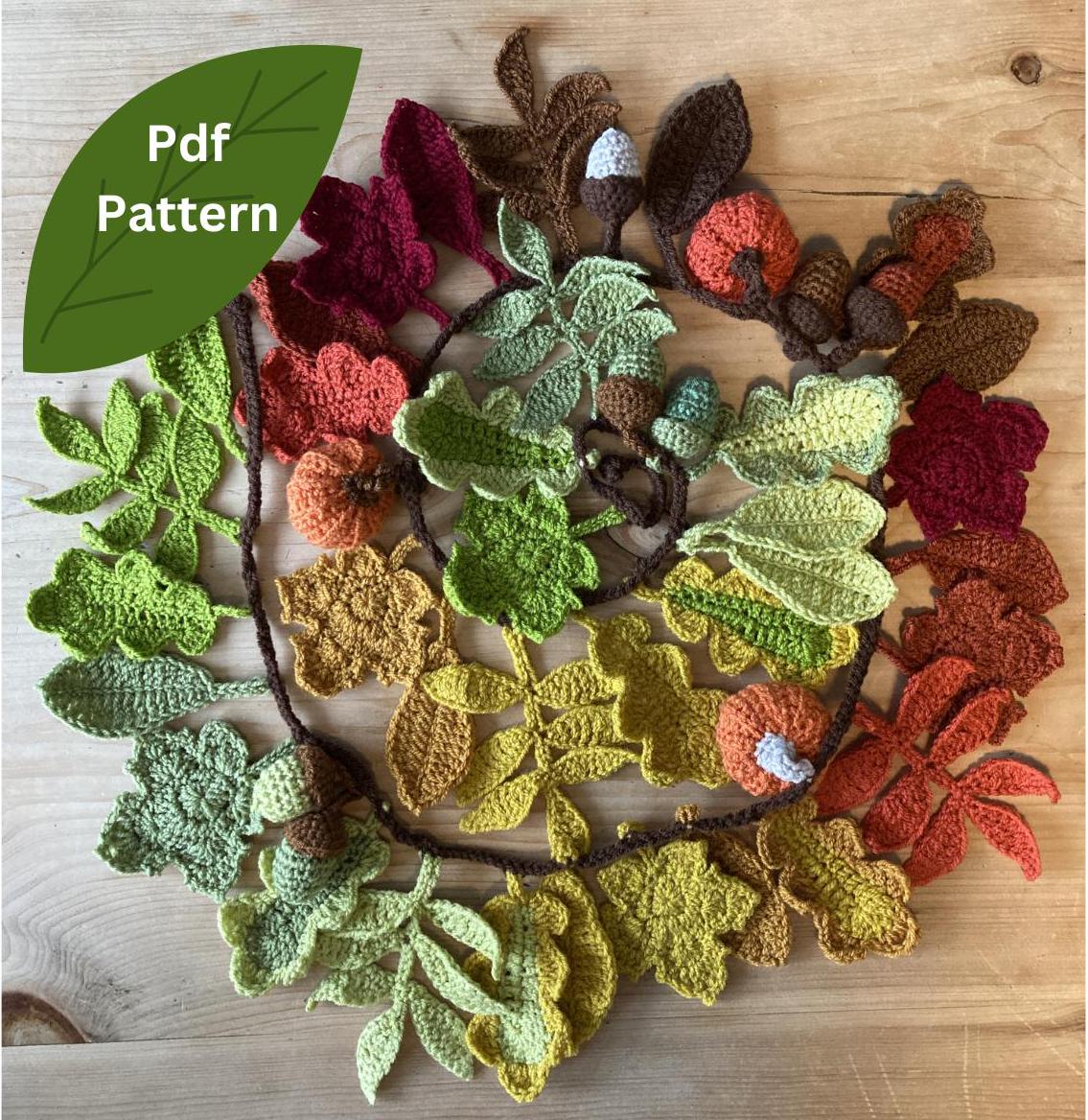 Autumn Fall Garland | Crochet Autumn Leaves | Leaf Pattern | Oak