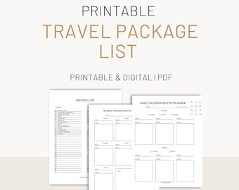 Travel Outfit Planner | Minimalist Weekly Outfit Planner, Daily Outfit Planner & Packing list, Convenient PDF Docs, Download and Print