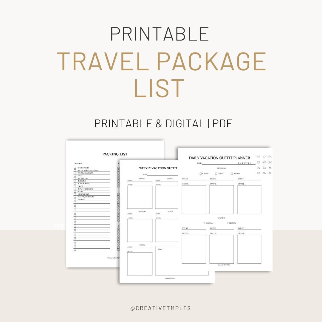 Travel Outfit Planner Minimalist Weekly Outfit Planner, Daily Outfit