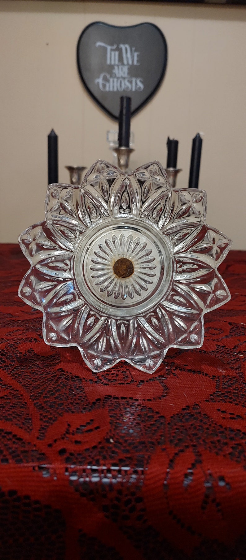 Trinket Dish Vintage Glass and Silver Koi Fish Candy Dish Elegant and