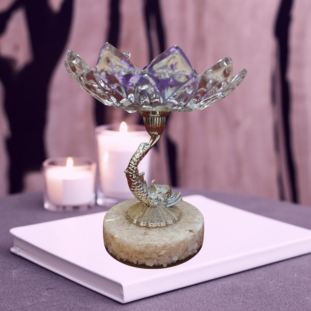 Trinket Dish Vintage Glass and Silver Koi Fish Candy Dish Elegant and