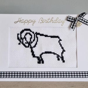 Kaart Derby County Football Club / Verjaardagskaart / Handgemaakt / Kruissteek / Voetbal / Borduurwerk / Wenskaart