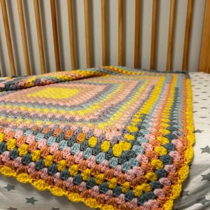 Handmade Crocheted Baby Blanket, Rainbow Baby Blanket, Baby Shower Gift, Security Blanket
