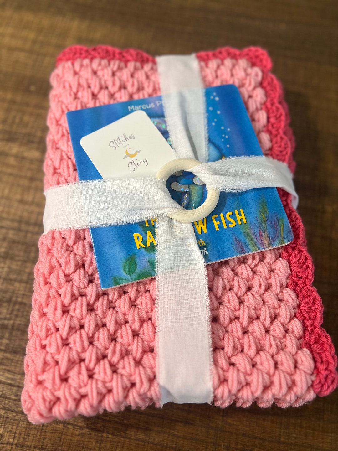 Pink Blanket Crocheted Baby Blanket Book Gift Handmade Etsy