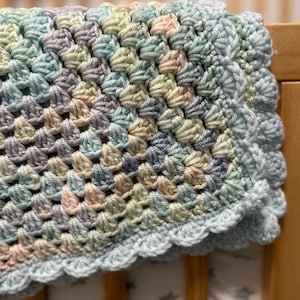 Handmade Crocheted Pastel Rainbow  Baby Blanket, Multicolored Baby Blanket, Baby Shower Gift, Keepsake Baby Blanket