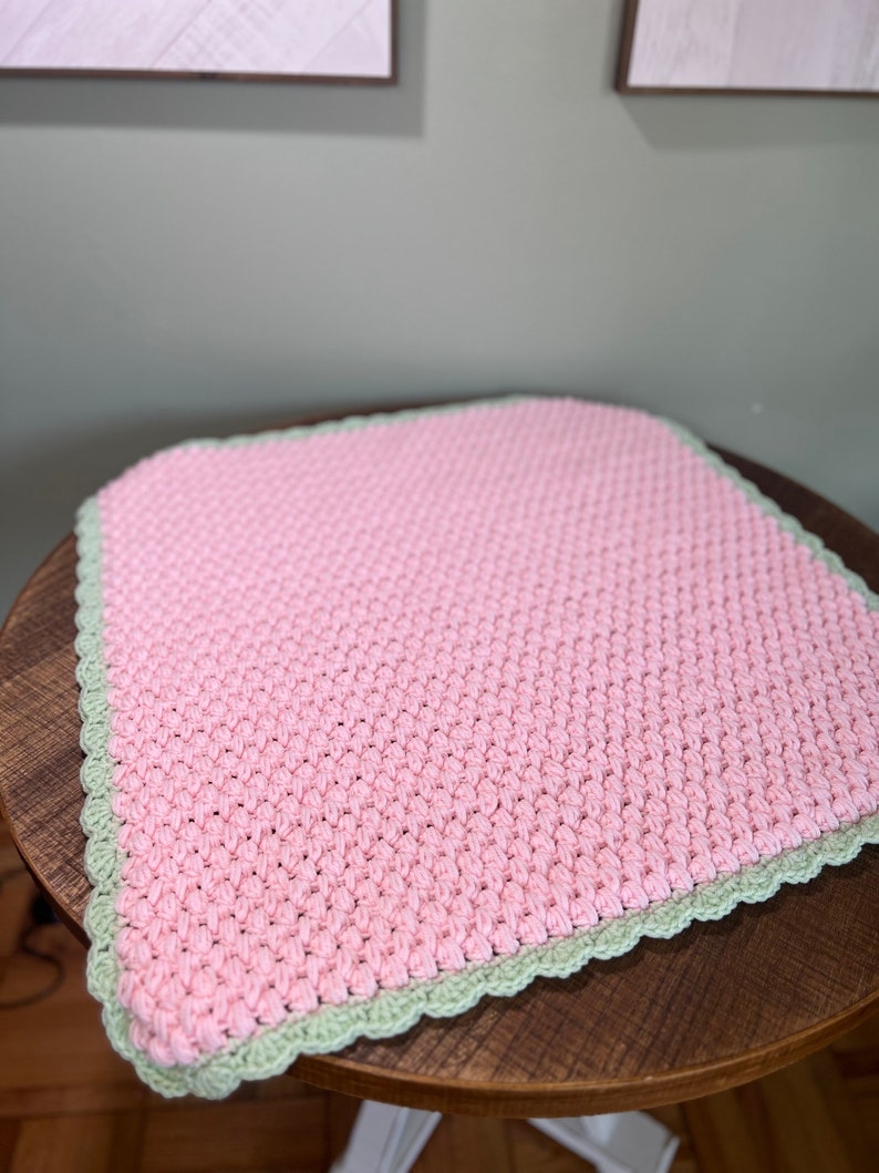 Pink and Mint Green Baby Blanket, Twins Gift, Handmade Crocheted Baby
