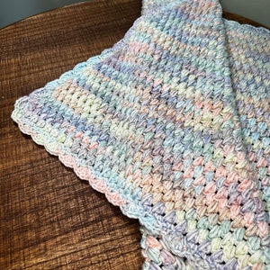 Pastel Rainbow Crib Crocheted Baby Blanket, Blanket and Book Bundle, Handcrafted Baby Blanket, Baby Shower Gift, Keepsake Gift, Gift Bundle