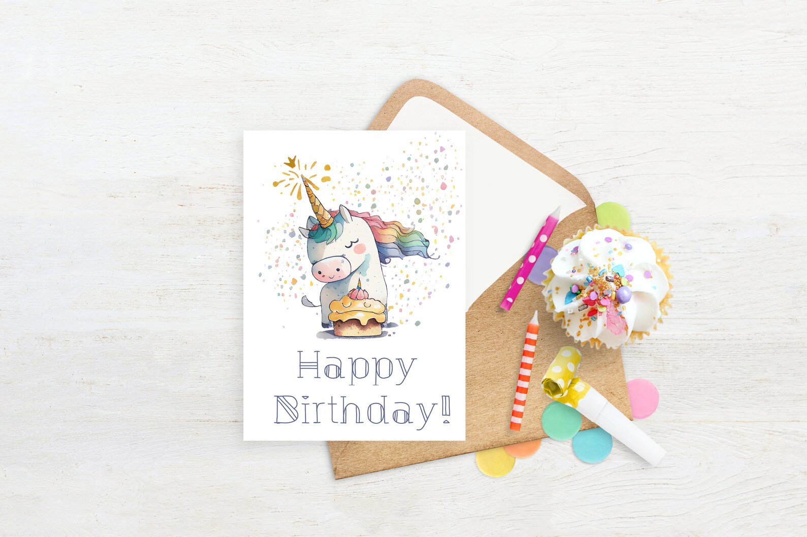 Unicorn Birthday Card Instant Download, Kids Birthday Card, Printable
