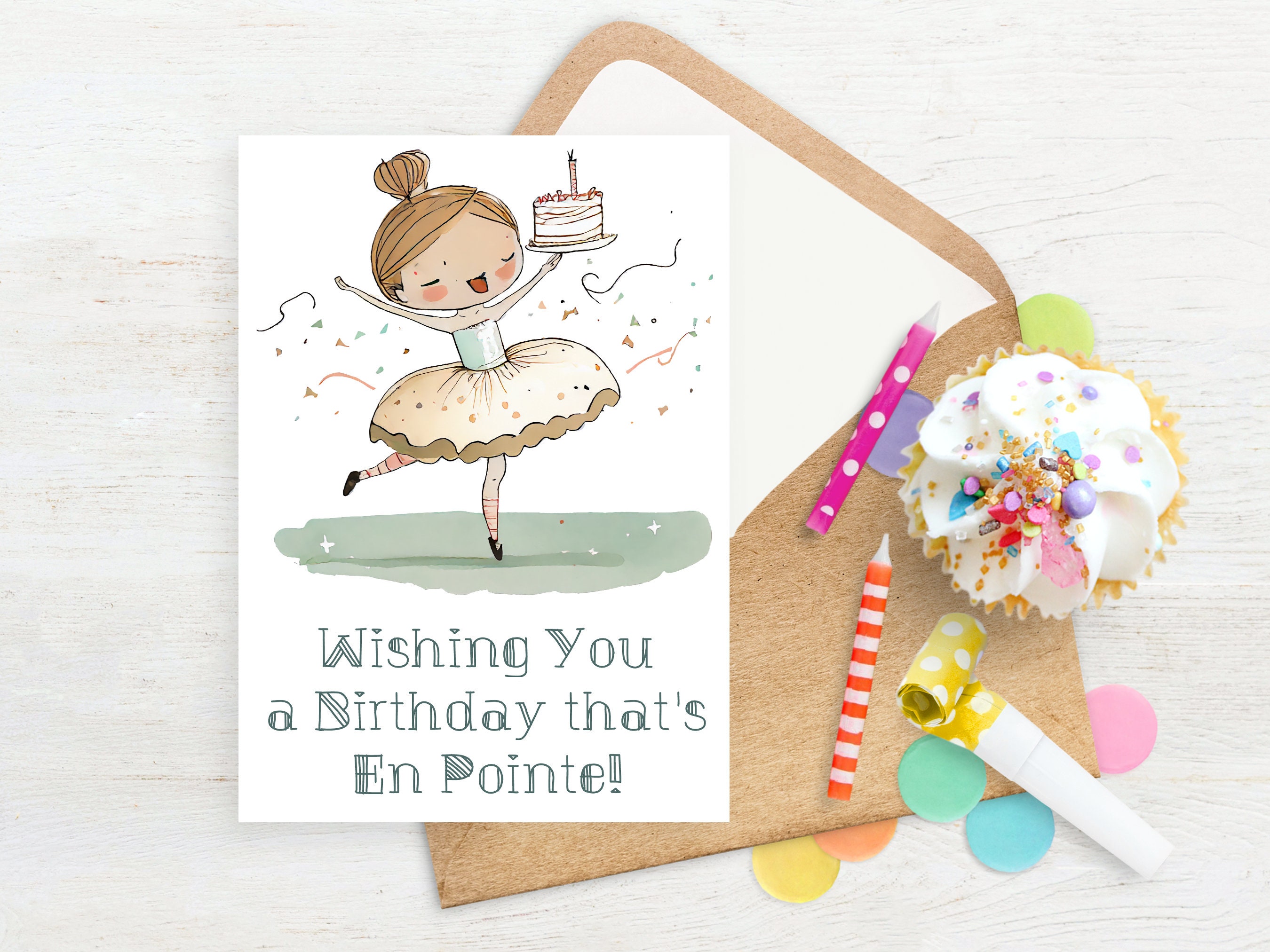 Ballerina Birthday Card | Instant Download, Kids Birthday Card ...