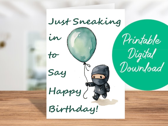 Ninja Birthday Card Instant Download, Kids Birthday Card ...