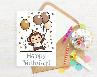 WHITE COTTON CARDS Geburtstagskarte 'Cheeky Monkey' Für Den Enkel – Handgefertigt, 16x16 Cm, Mit Strass