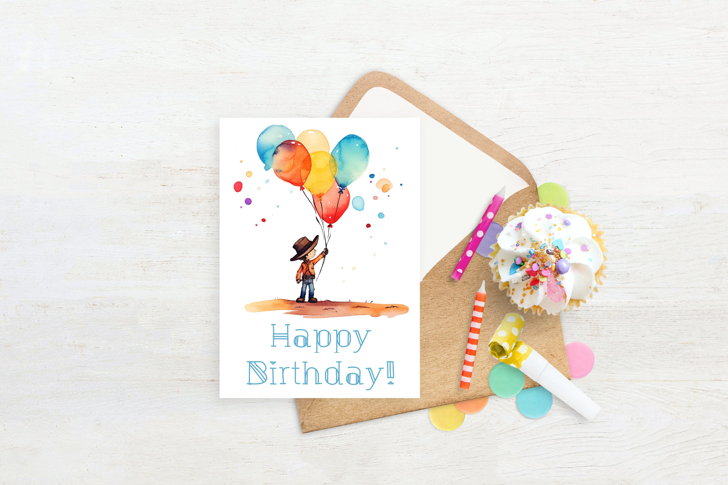Cowboy Birthday Card Instant Download | Kids Birthday Card, Printable 5x7 Birthday Card, Happy ...