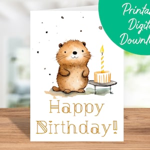 Biber Geburtstagskarte | Sofort Download, Geburtstagskarte für Kinder, druckbare 5x7 Geburtstagskarte, Biber Happy Birthday Karte, Biber Geschenk