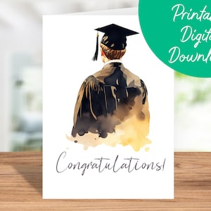 Parabéns da graduação Cartão Comemorativo | Download instantâneo, cartão de graduação de última hora para impressão 5x7 para homens e meninos, cartão de boné e vestido