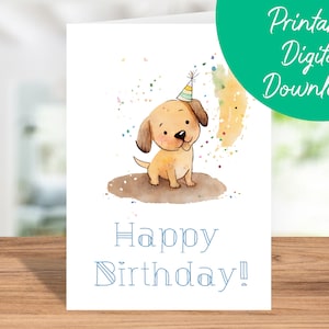 Hund Geburtstagskarte | Sofortiger Download, Geburtstagskarte für Kinder, druckbare Geburtstagskarte 5x7, Hund Happy Birthday Card, Geschenk für Hundeliebhaber