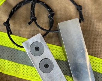 The Lieu - 1 Aluminum Firefighter Wedge w/ (2) 30lb. Magnets and Paracord Lanyard, Forcible Entry Tool, Door Chock - Patent Pending