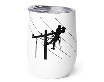 Lineman roestvrijstalen bier- en wijnbeker - perfect cadeau voor Powerline-werknemers