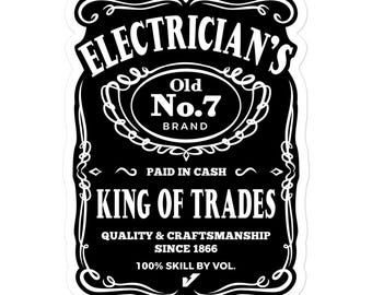 Electrician’s Whiskey Label Sticker, Hard Hat Stickers, Toolbox & Water Bottle Stickers, Electrician Stickers, Decal for Hard Hat, Laptop
