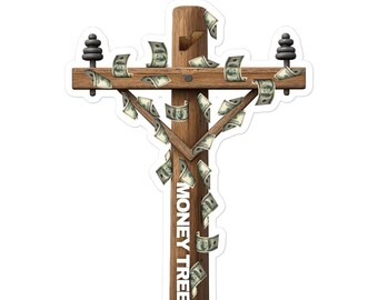 Money Tree Electric Pole Sticker, Hard Hat Stickers, Toolbox & Water Bottle Stickers, Lineman Stickers, Decal for Hard Hat, Laptop
