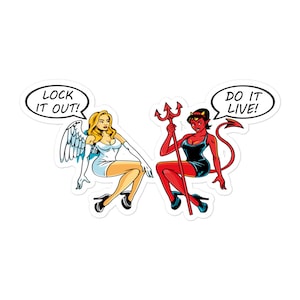 The Good Angel and The Bad Angel - Lock it or Do it Live Stickers, Hard Hat Sticker, Tool box & Water Bottle Stickers, Electrician Stickers