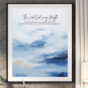 Habakkuk 3:19 Scripture Art | Subtle Palette Knife Digital Wall Decor | Christian Inspirational Print